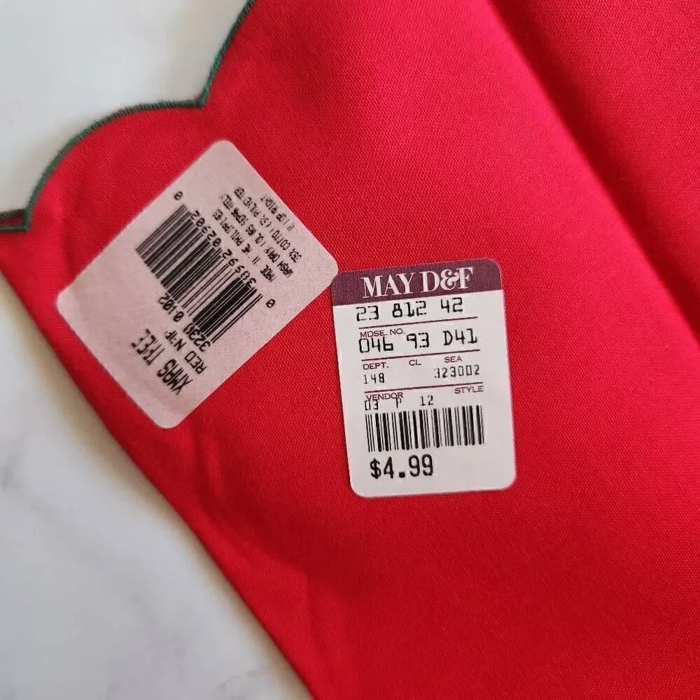 Serviette red green New 7 pieces scalloped hem table linen napkins